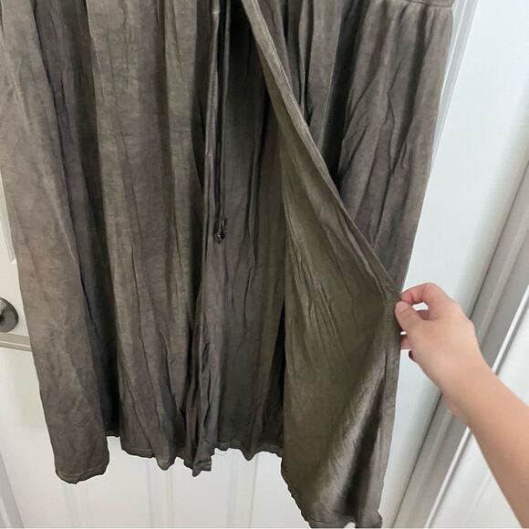 NEW Pol Boho Embroidered Mineral Wash MIDI Dress Olive Green Large - Picture 8 of 12